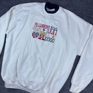 Vintage M&C Sportswear Millennium USA 2000 Embroidered Sweatshirt Women 3X White